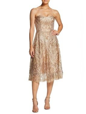 Dress the Population Sarah Sequin Strapless Fit & Flare Dress